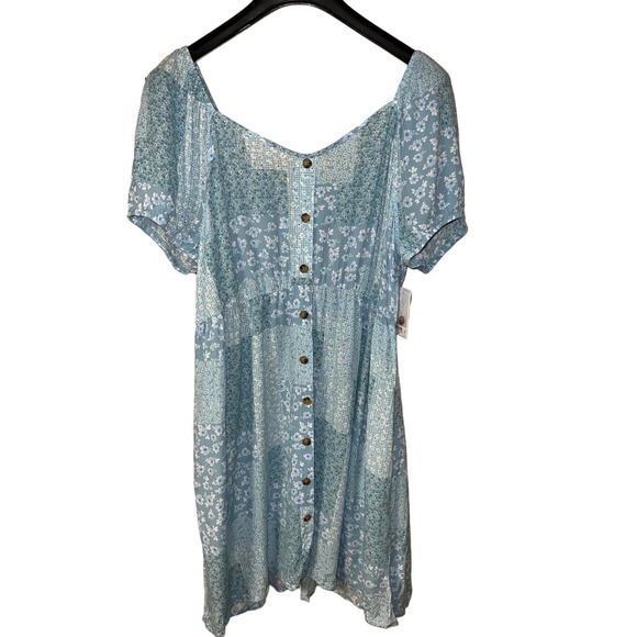 Patchwork Print Babydoll DRESS Juniors Plus XX-Large Size 19 Smocked BoHo NEW - Picture 3 of 13